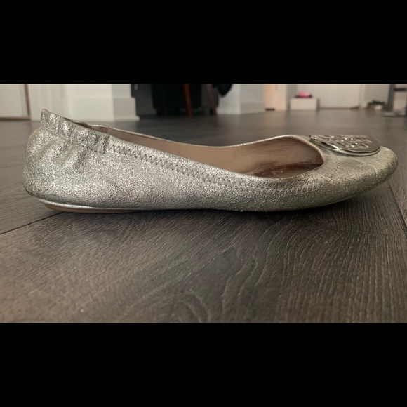 Silver Tory Burch Reva Flats - Picture 3 of 5